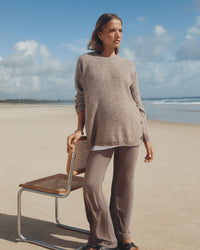 Wool Blend Maternity Pant (Chocolate) 2