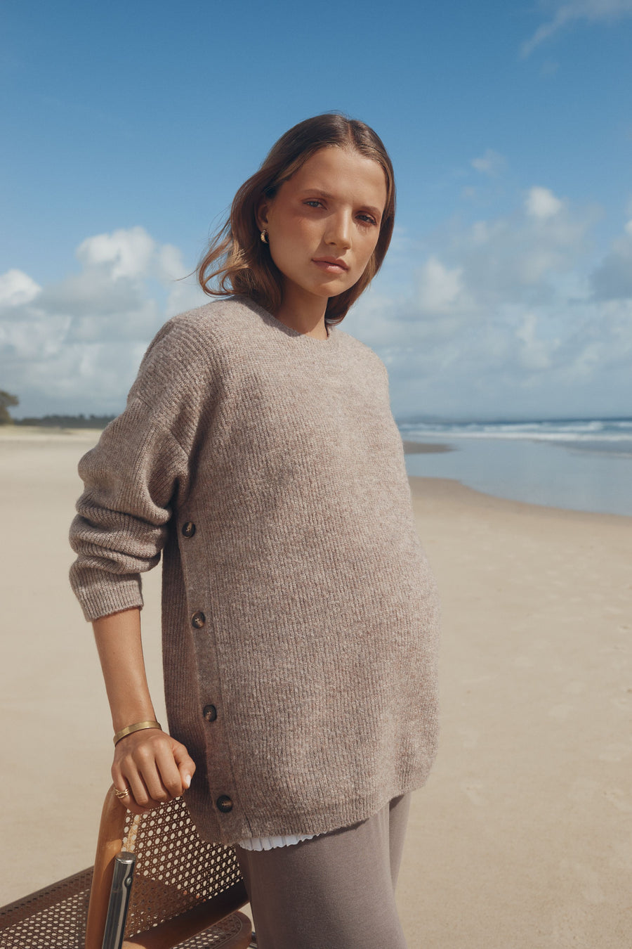 Wool Blend Maternity Pant (Chocolate) 4