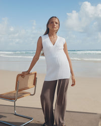 Wool Blend Maternity Pant (Chocolate) 6