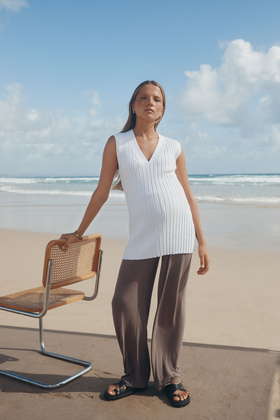Wool Blend Maternity Pant (Chocolate) 6