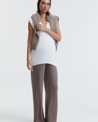 Wool Blend Maternity Pant (Chocolate) 7