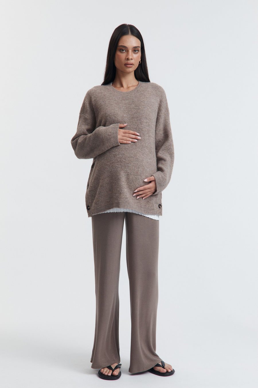 Wool Blend Maternity Pant (Chocolate) 9
