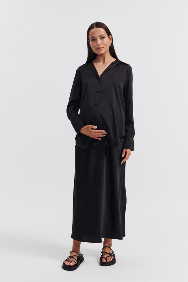 Maternity Satin Shirt (Black) 5