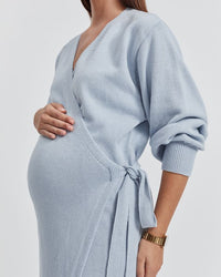 Maternity Wrap Dress (Cornflower) 5