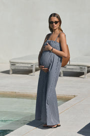 Strapless Relaxed Dress (Black/Ivory Stripe)
