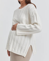 Maternity Cable Knit Jumper (White) 4