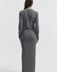 Ribbed Maternity Maxi Dress (Charcoal) 7