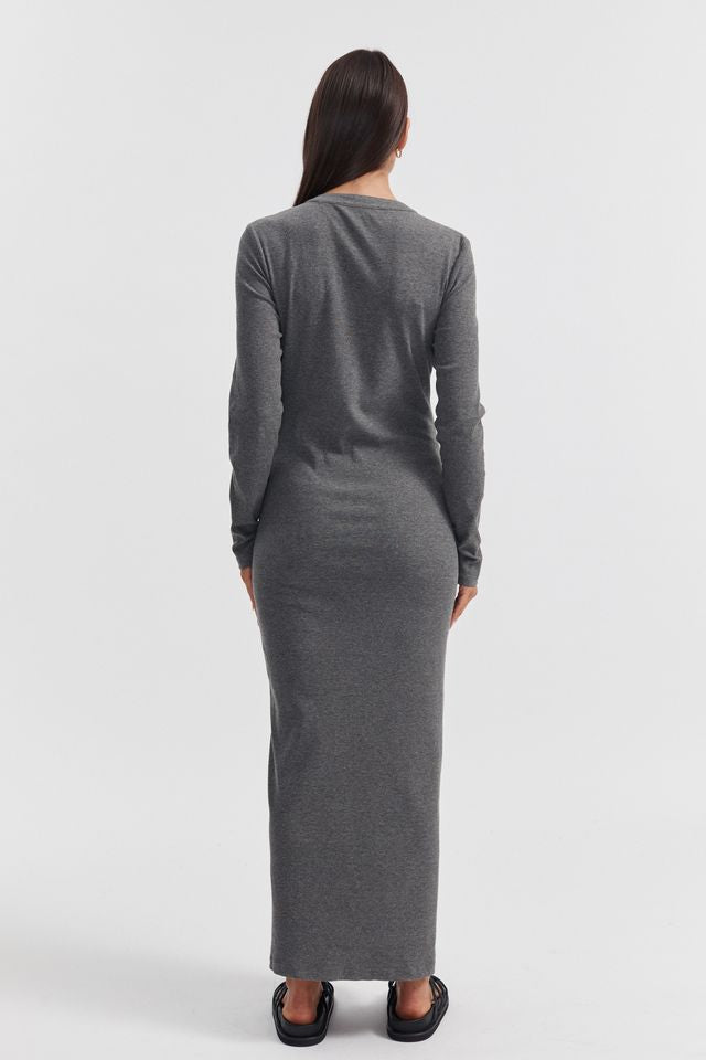 Ribbed Maternity Maxi Dress (Charcoal) 7