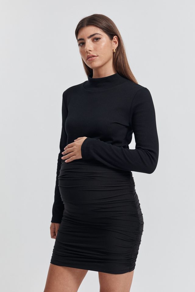 Maternity Gathered Skirt (Black) 2