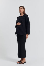 Maternity Cable Knit Jumper (Black) 1