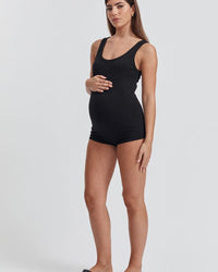 Maternity Cotton Rib Bodysuit (Black) 3