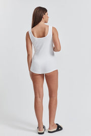 Maternity Cotton Rib Bodysuit (White) 7