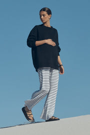Crochet Knit Pant (White/Black Stripe)