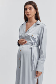 Maternity Satin Shirtdress 2