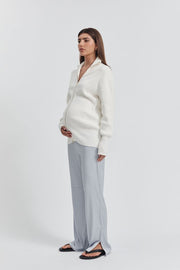 Maternity Satin Pant (Icy Blue) 1