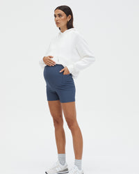 Rib Pocket Maternity Bike Shorts (Navy) 2
