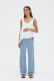 Low Rise Maternity Rib Cotton Pants (Marine Blue) 5