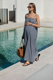 Strapless Relaxed Dress (Black/Ivory Stripe)