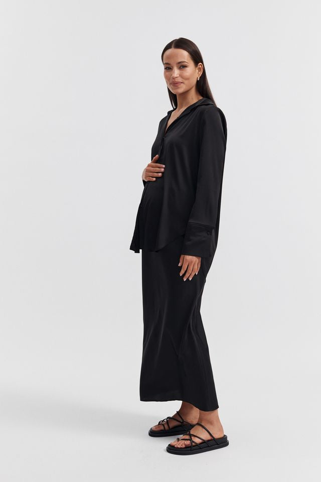 Maternity Satin Skirt (Black) 2