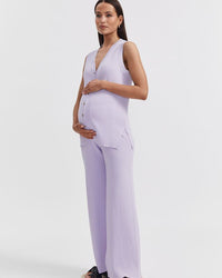 Maternity V Neck Rib Tank (Lavender) 5