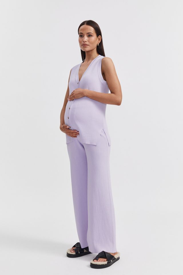 Maternity V Neck Rib Tank (Lavender) 5