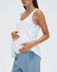 Low Rise Maternity Rib Cotton Pants (Marine Blue) 3