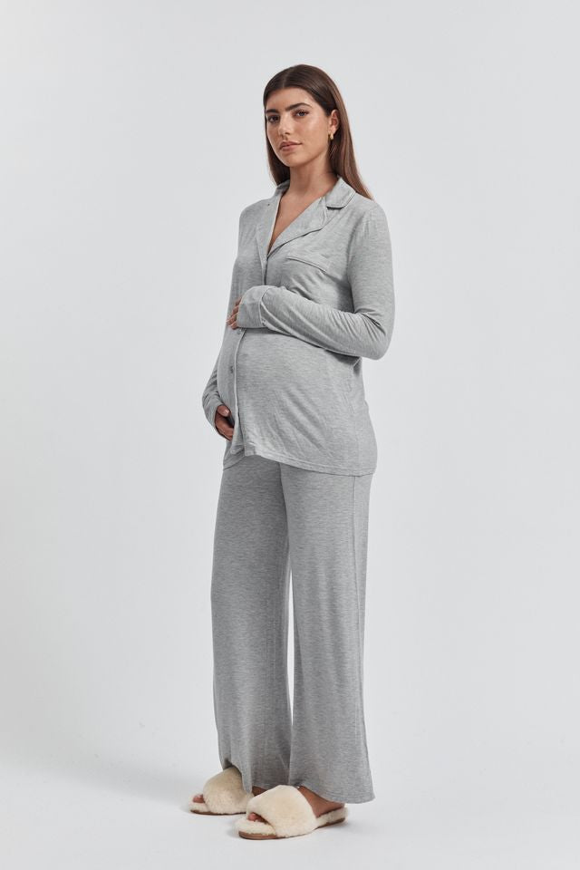 Soft Maternity PJ Shirt (Grey) 2