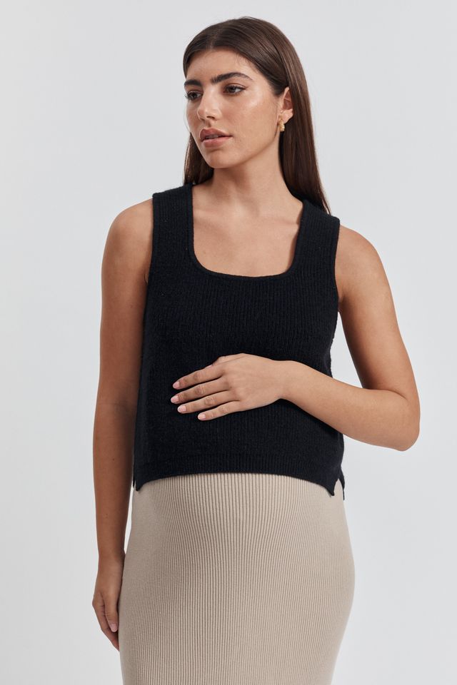 Luxury Maternity Knit Crop (Black) 2