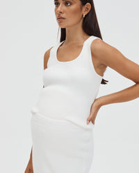 Maternity Ribbed Split Skirt (Ivory) 3
