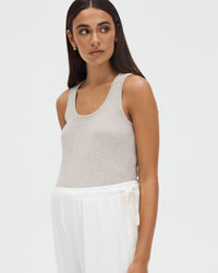Maternity Ribbed Crop Tank (Taupe Marle) 5