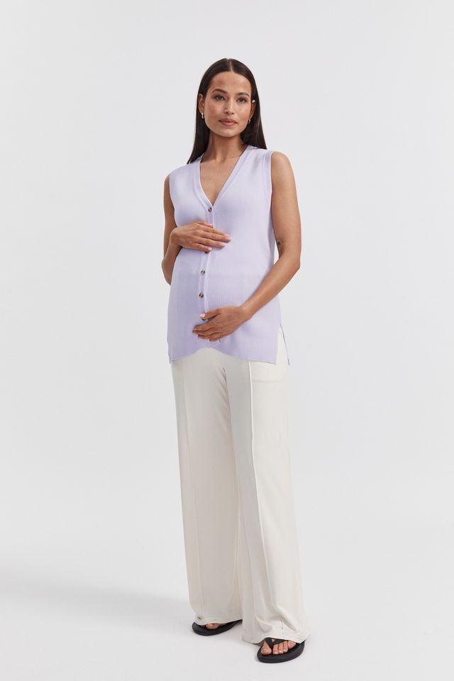 Maternity V Neck Rib Tank (Lavender) 6