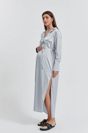 Maternity Satin Shirtdress 1