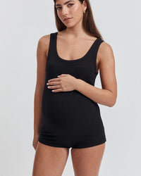 Maternity Cotton Rib Bodysuit (Black)  1