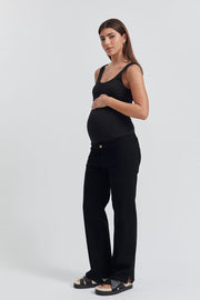 Maternity Cotton Rib Bodysuit (Black) 2