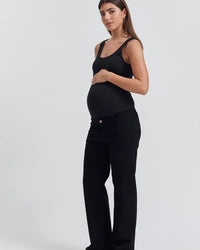 Maternity Cotton Rib Bodysuit (Black) 2