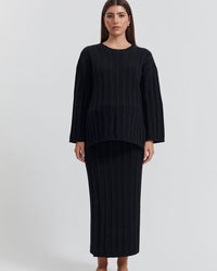 Maternity Cable Knit Maxi Skirt (Black) 5