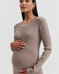 Stylish Maternity Event Dress (Mocha) 2