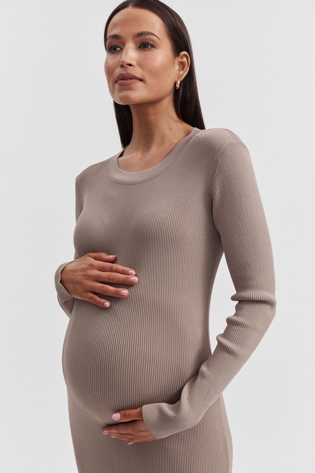 Stylish Maternity Event Dress (Mocha) 2