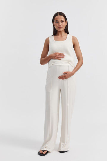 Luxury Maternity Knit Crop (Cream) 1