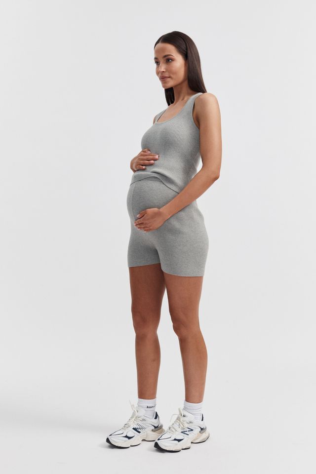 Maternity Ribbed Crop Tank (Grey) 6