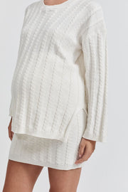 Maternity Cable Knit Jumper (White) 2