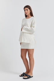 Maternity Cable Knit Jumper (White) 3