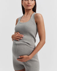 Maternity Ribbed Crop Tank (Grey) 1