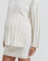 Maternity Cable Knit Skirt (White) 4