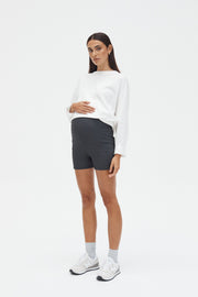 Rib Pocket Maternity Bike Shorts (Washed Black) 1