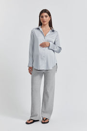 Maternity Satin Shirt (Icy Blue) 4