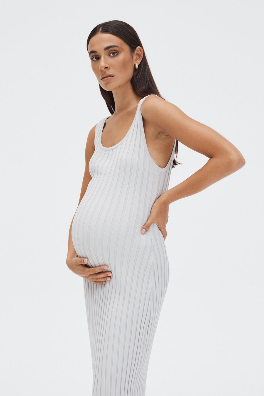 Stylish Maternity Maxi Dress (Stone) 2
