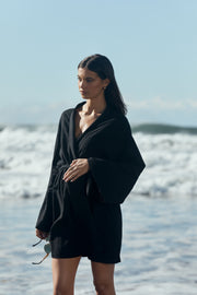 Linen Poolside Robe (Black)