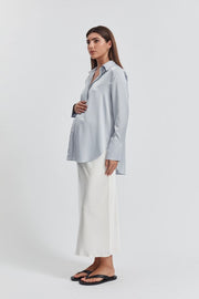 Maternity Satin Shirt (Icy Blue) 2