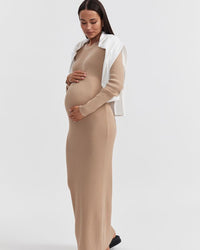 Stylish Maternity Event Dress (Latte) 5